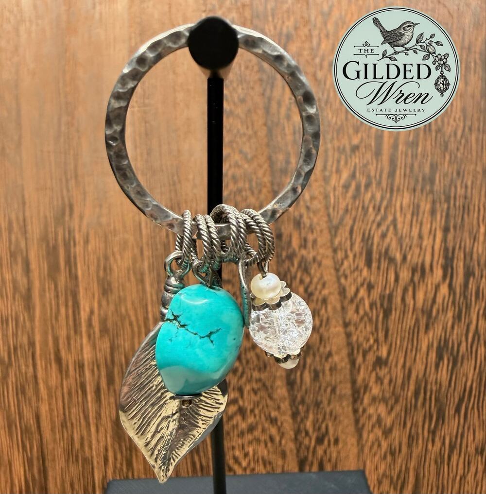 Silpada N1556 Sterling Silver Turquoise Crystal Pearl Charm Pendant Retired